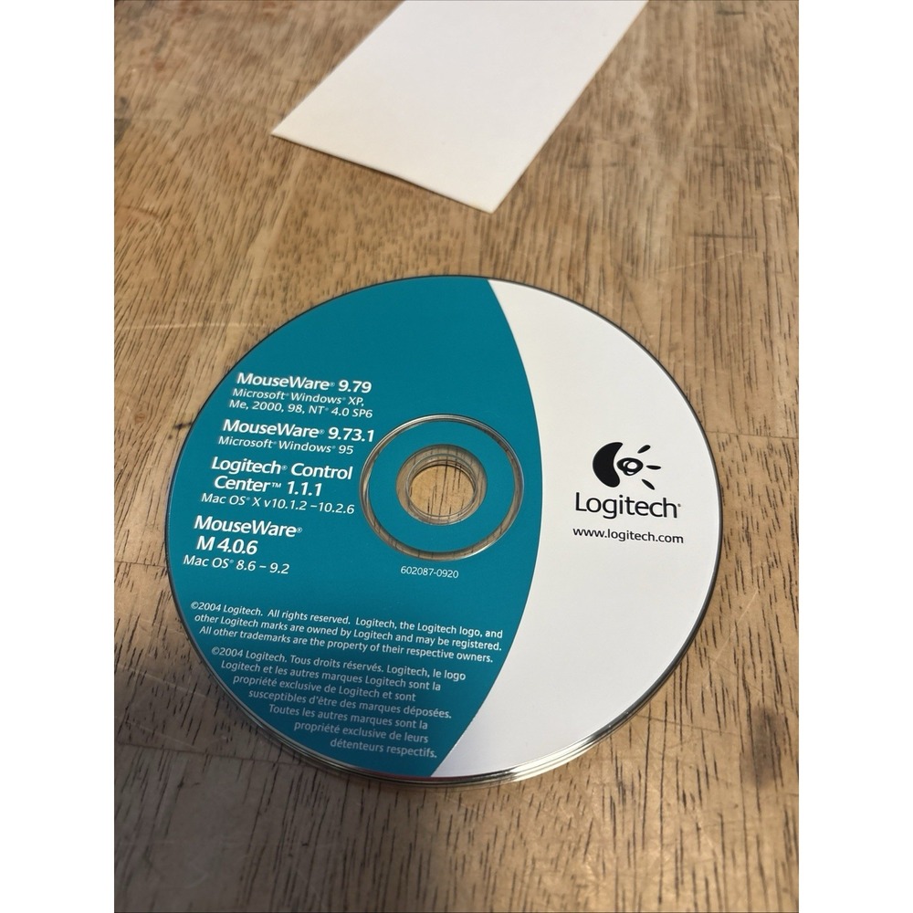 Logitech MouseWare 9.79 Control Center 1.1.1 CD Windows Mac 602087-0920
